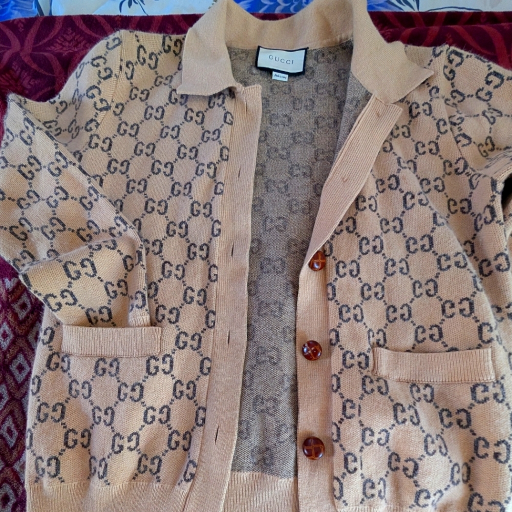 Gucci Beige GG Pattern Cardigan